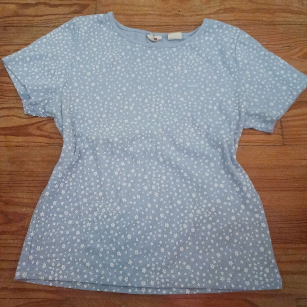 Levi's Light Blue Floral Short Sleeve Tee Size L